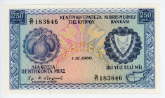 Cyprus 250 Mils 1980
P# 41c; #Q/71 183846; UNC