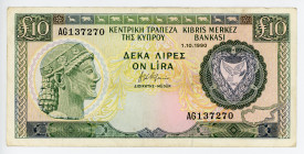 Cyprus 10 Pounds 1990
P# 55a; #AG137270; VF