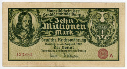 Danzig 10 Millionen Mark 1923
P# 25a; # 433884 A; XF