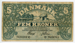 Denmark 5 Kroner 1920
P# 20g; # C 7639293; F