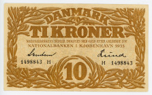 Denmark 10 Kroner 1935
P# 26l; # H 1498843; XF