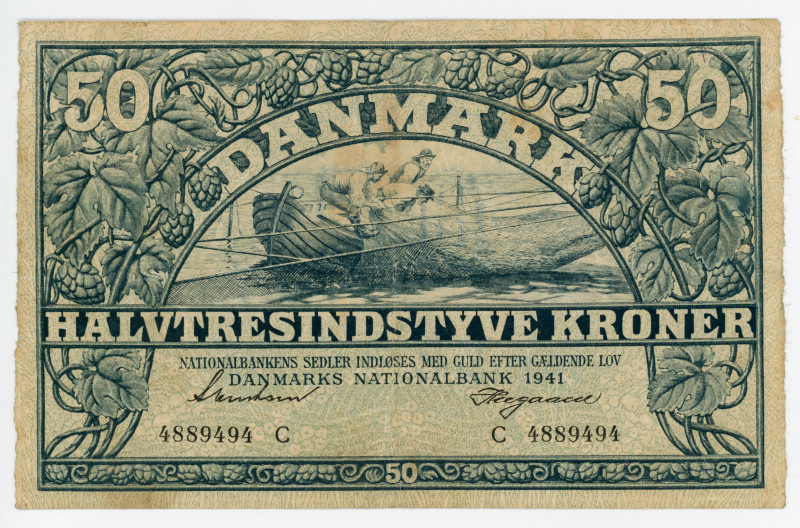 Denmark 50 Kroner 1941
P# 32c; # C4889494; VF