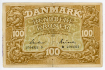 Denmark 100 Kroner 1940
P# 33b; # B2504322; F
