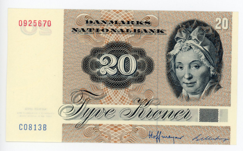 Denmark 20 Kroner 1981
P# 49c; N# 204321; # CO813B 0925670; Margrethe II; UNC