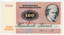 Denmark 100 Kroner 1987
P# 51q; N# 205589; # D3873G 5454409; Margrethe II; AUNC