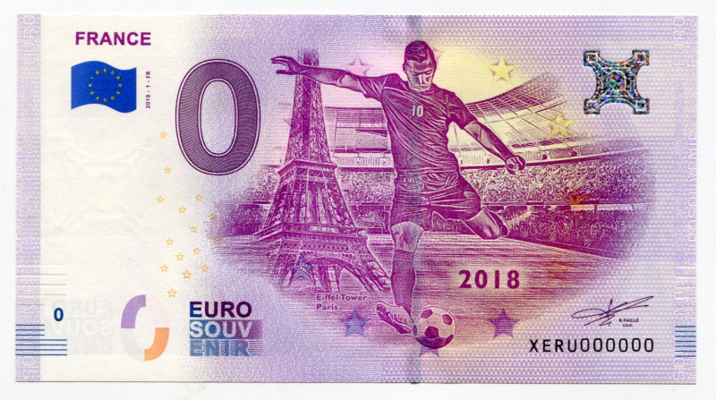 Europe France - Champion of 2018 FIFA World Cup 0 Euro Souvenir Note 2018
# XER...