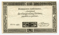 France 25 Livres 1793
P# A71; Serie 2367; 1st Republic; XF/XF-
