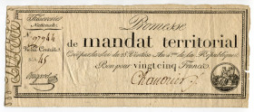 France 25 Francs 1796
P# A83b; Serie 4S # 97944; 1st Republic; VF