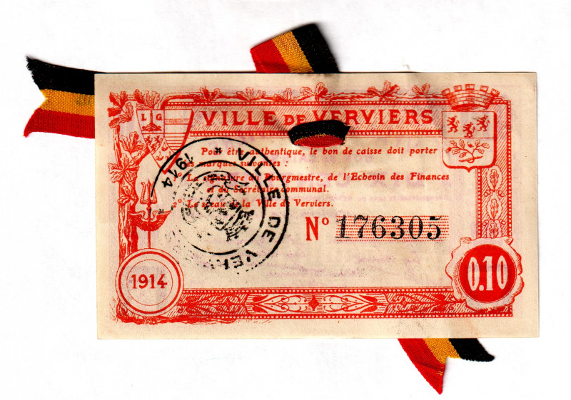 France Ville de Verviers 10 Centemes 1914 With St. george 's Ribbon
AUNC