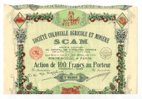 France Colony Agriculture Share 100 Francs 1938
AUNC