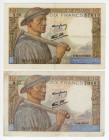 France 2 x 10 Francs 1942 - 1943
P# 99d & 99e; "Mineur"; VF/VF+