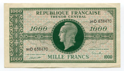 France 1000 Francs 1945 Series "D"
P# 107; AUNC