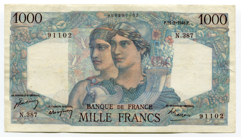 France 1000 Francs 1948
P# 130b; VF