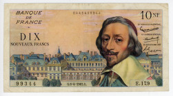 France 10 Nouveaux Francs 1961
P# 142a; # 0445499344; "Richelieu"; XF-