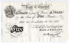 Great Britain Bank of England, London 5 Pounds 1935 Operation Bernhard Counterfeit
P# 335a; # A/250 78522; VF