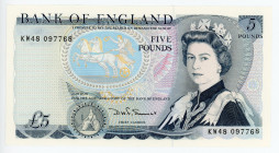 Great Britain 5 Pounds 1980 - 1987 (ND)
P# 378c; # KW48 097768; Elizabeth II; Duke of Wellington; UNC