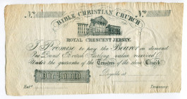 Jersey Bible Christian Church 1 Pound 1872 - 1884 (ND)
P# S121r; Remainder; VF-XF