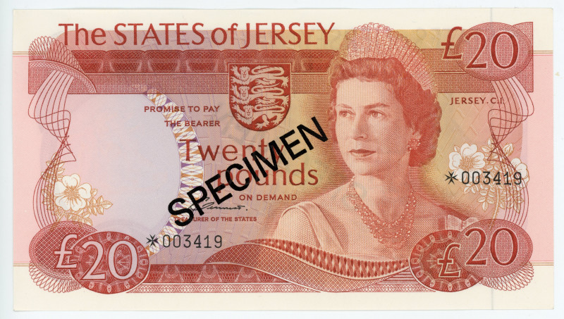 Jersey 20 Pounds 1976 - 1988 (ND) Specimen
P# 14s; # *003419; SPECIMEN; UNC