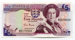 Jersey 5 Pounds 2000 (ND)
P# 27a; # KC578369; Elizabeth II; UNC