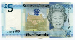 Jersey 5 Pounds 2010 (ND)
P# 34a; # AD008989; Elizabeth II; UNC