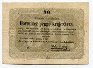 Hungary 30 Pengo Krajсzar 1849
P# S122; National Army Defense Committee; VF