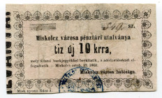 Hungary Miskolcz 10 Kreuzer 1860 Notgeld
VF-XF