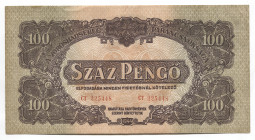 Hungary 100 Pengo 1944
P# M7; # CT 225448; Russian Army Occupation - WW II; AUNC