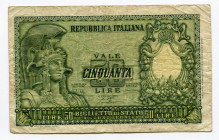 Italy 50 Lire 1951
P# 91a; # 2271 033795; VF