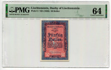 Liechtenstein 50 Heller 1920 (ND) PMG 64
P# 3; Principality; UNC