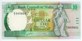 Malta 10 Liri 1989
P# 43a; # C/3 507651; aUNC