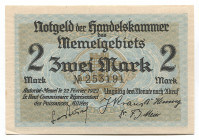 Memel 2 Mark 1922 Notgeld
P# 3b; # 078359; French Administration; AUNC