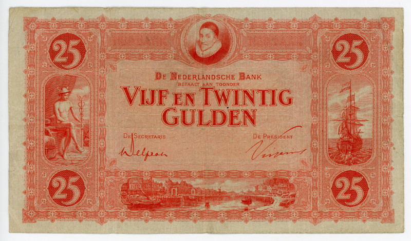 Netherlands 25 Gulden 1930
P# 46; # JC 039817; F-VF