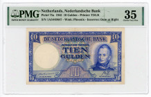 Netherlands 10 Gulden 1945 PMG 35 Incorrect Date at Right
P# 75a; # 1AS449647; VF