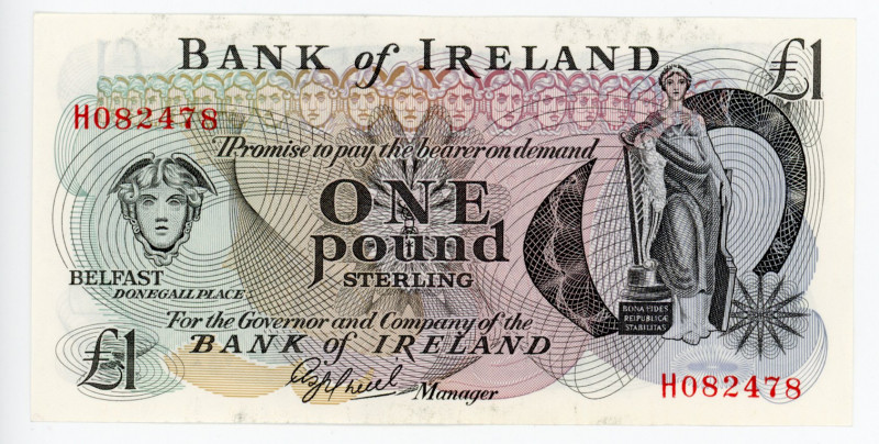 Northern Ireland 1 Pound 1967 (ND)
P# 56; # H082478; Bank of Ireland; UNC