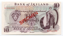 Northern Ireland 10 Pounds 1978 (ND) Specimen
P# 63s; # 001399; Bank of Ireland; UNC