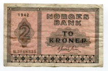 Norway 2 Kroner 1942
P# 16a2; F