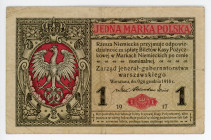 Poland 1 Marka 1917
P# 2; # A 1666401; German Occupation - WW I; VF-