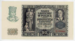 Poland 20 Zlotych 1940
P# 95; # H 1322840; German Occupation; UNC