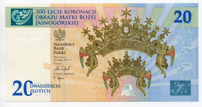 Poland 20 Zlotych 2017 with Original Envelope
P# 191b; Note in folder; # JG0040...