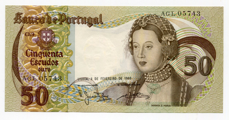 Portugal 50 Escudos 1980
P# 174b; # AGL 05743; UNC