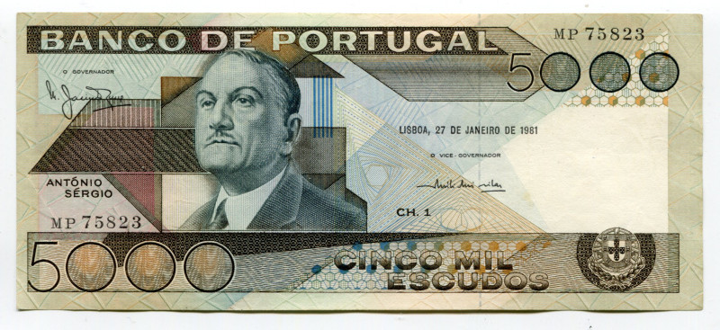 Portugal 5000 Escudos 1981
P# 182b; # MP 75823; UNC