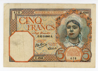 Algeria 5 Francs 1941
P# 77b; # 4940470;