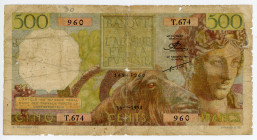 Algeria 500 Francs 1954
P# 106a; # T.674 960; VG