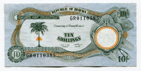 Biafra 10 Shillings 1968 - 1969 (ND)
P# 4; # GR 0110385; AUNC-UNC