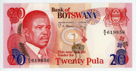Botswana 20 Pula 1992
P# 13a; # 619856; UNC
