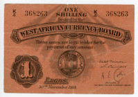 British West Africa 1 Shilling 1918
P# 1a; # K/4 368263; George V; VF-
