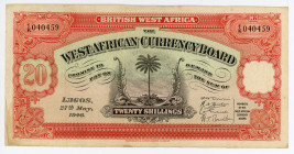 British West Africa 20 Shillings 1948
P# 8b; # 1/K 04049; George VI; VF+