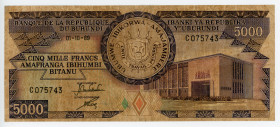 Burundi 5000 Francs 1989
P# 32c; # C075743; F