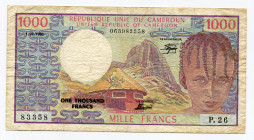 Cameroon 1000 Francs 1980
P# 16c; # 063983358; F/VF