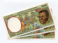 Central African States Cameroon 3 x 1000 Francs 1993
P# 202Ea; UNC